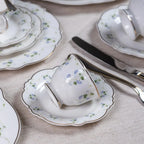 Aparelho de Jantar Royal Romantic 42Pçs New Bone China Filado Dourado L'Hermitage