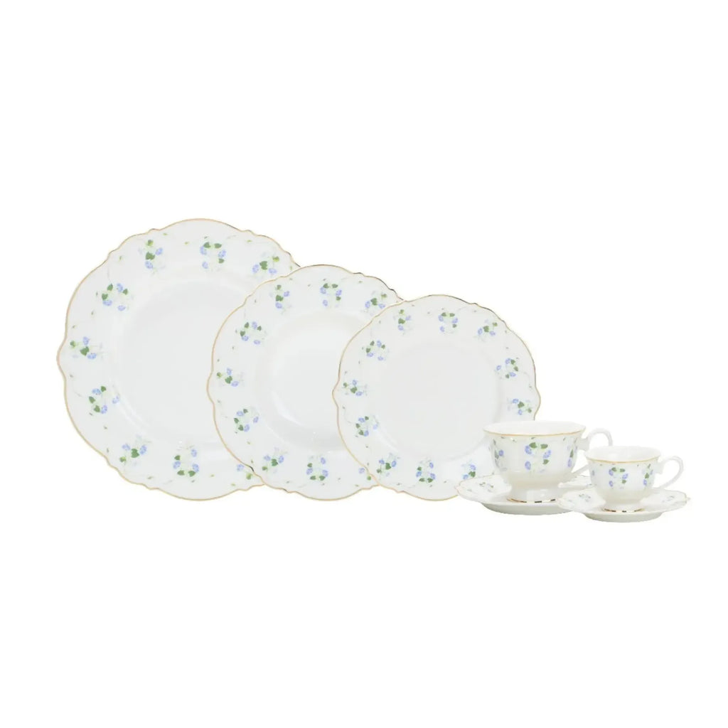 Aparelho de Jantar Royal Romantic 42Pçs New Bone China Filado Dourado L'Hermitage