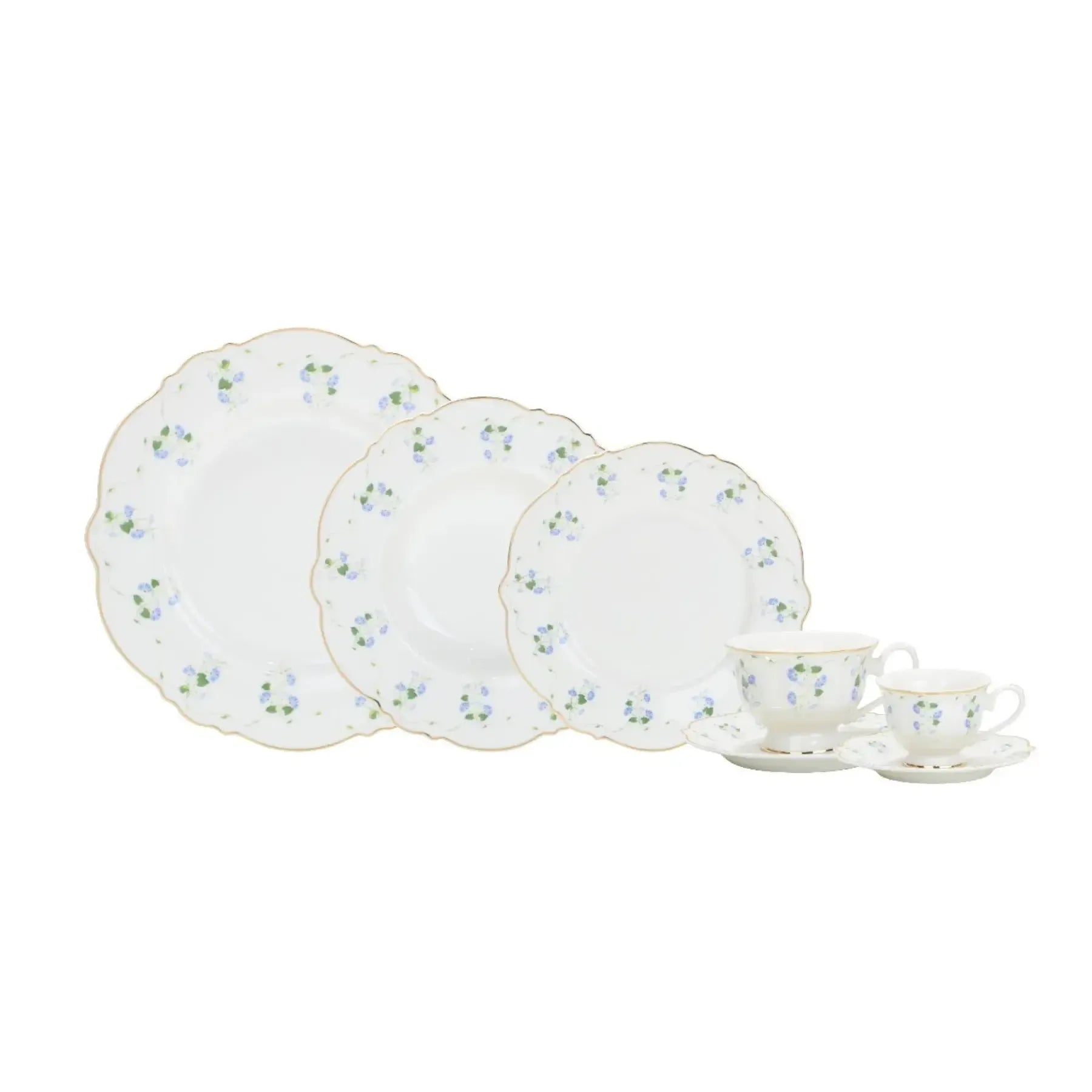 Aparelho de Jantar Royal Romantic 42Pçs New Bone China Filado Dourado L'Hermitage