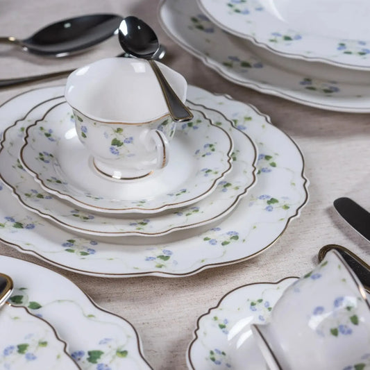 Aparelho de Jantar Royal Romantic 42Pçs New Bone China Filado Dourado L'Hermitage