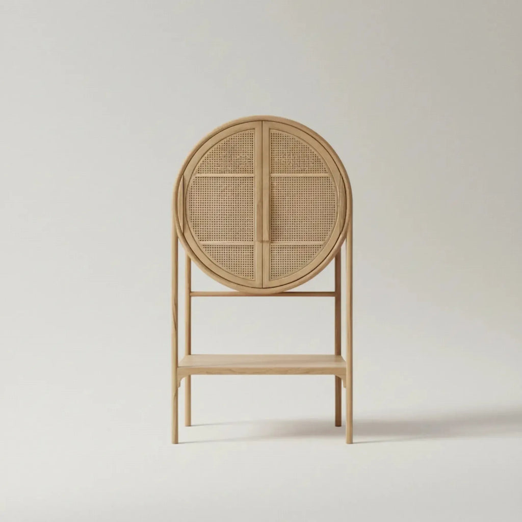 Armário Circular Adega Mandola Rattan Trançado Bahali 160x90x40cm