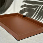 Bandeja Agata Pequena MDF 43x26,4 Couro Vegano Montana Havana