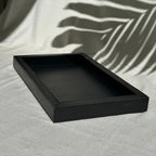Bandeja Agata Pequena MDF 43x26,4 Couro Vegano Montana Preta