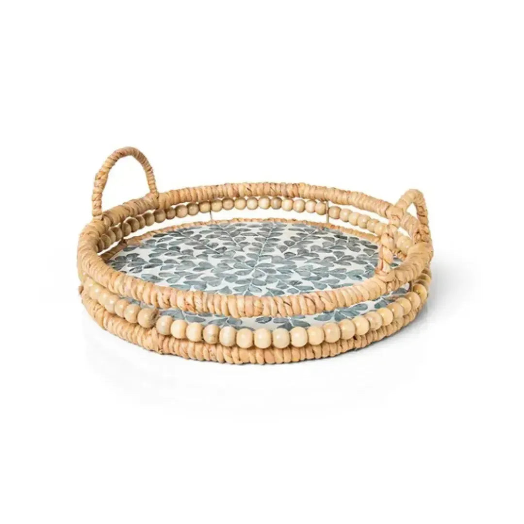 Bandeja Circular Fiber Shell Wood 37cm