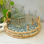 Bandeja Circular Fiber Shell Wood 37cm