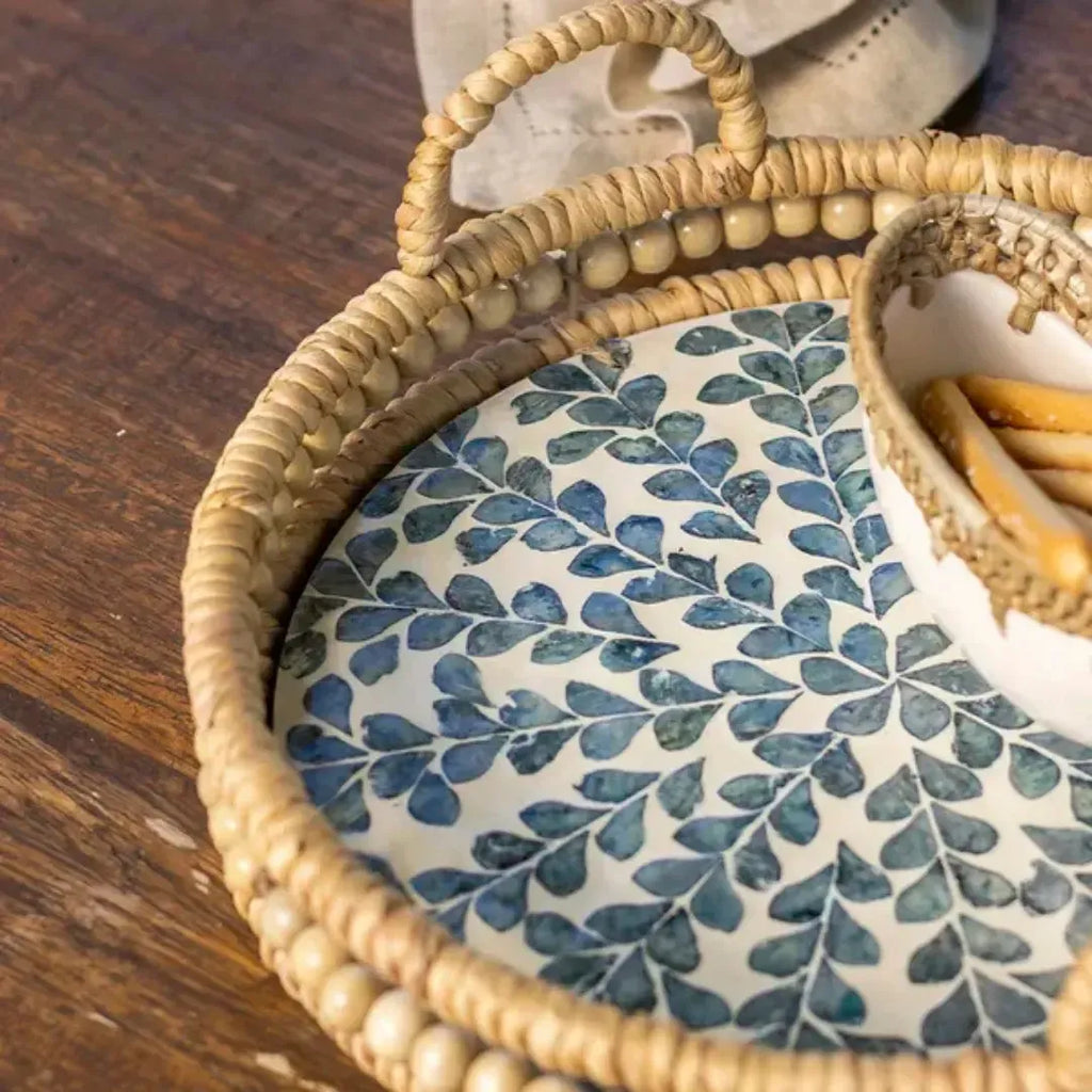 Bandeja Circular Fiber Shell Wood 37cm