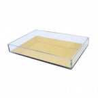 Bandeja Decorativa Retangular Acrílico Transparente / Dourada 33x23cm Tuut
