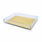 Bandeja Decorativa Retangular Acrílico Transparente / Dourada 55x35cm Tuut