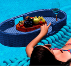Bandeja Flutuante Oval Vime Bege