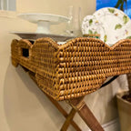 Bandeja Grande em Rattan com Pés Bahali 65x45x75cm