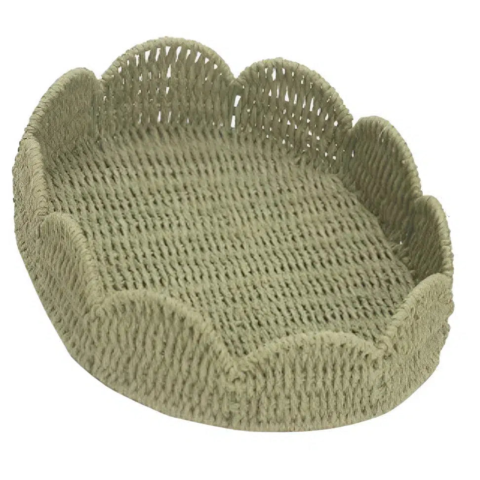Bandeja Oval em Palha Cestaria com Borda Curva Bege 35x26x8cm