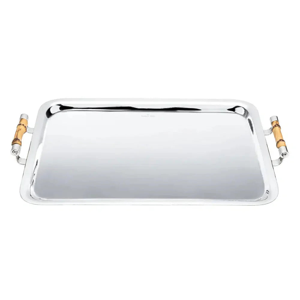 Bandeja de Prata com Bambu Média Shefield Plate 40x28cm