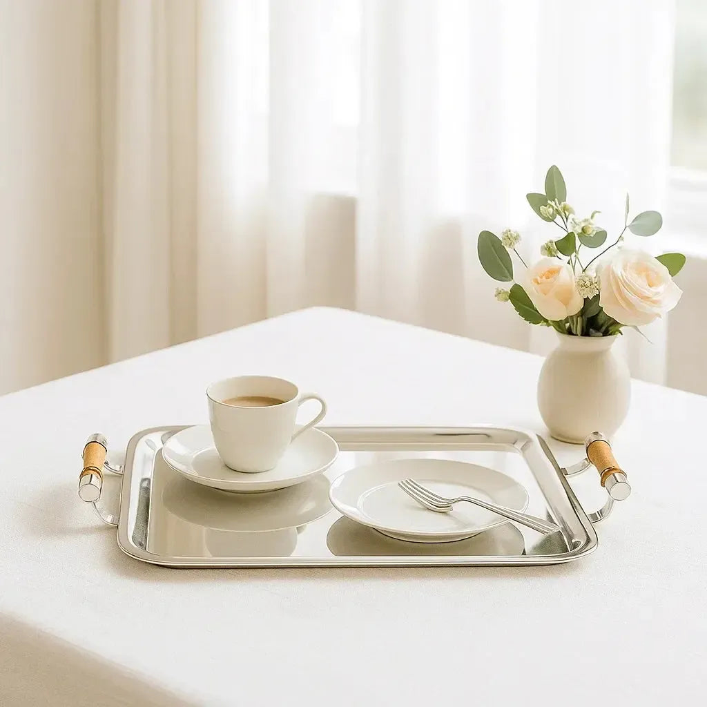 Bandeja de Prata com Bambu Mini Shefield Plate 30x21cm