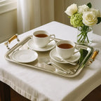 Bandeja de Prata com Bambu Pequena Shefield Plate 35x25cm