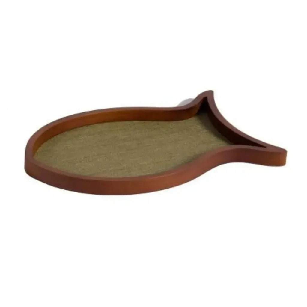 Bandeja em Palha Cestaria Formato Peixe Verde 39x24x2,5cm