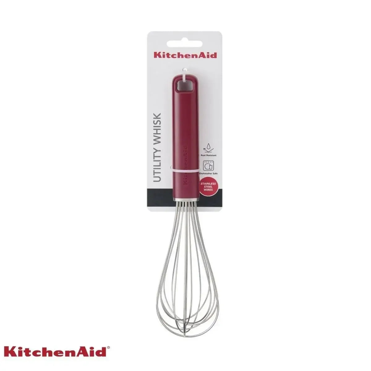 Batedor de Ovos Profissional Fouet Inox Vermelho KitchenAid