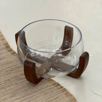 Bowl Vidro com Base de Madeira 26cm Linha Sintonia