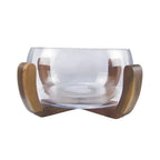 Bowl Vidro com Base de Madeira 26cm Linha Sintonia