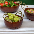 Bowl de Madeira com Alças Corda Metal Object Bahali 26cm