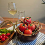 Bowl de Madeira com Alças Corda Metal Object Bahali 26cm