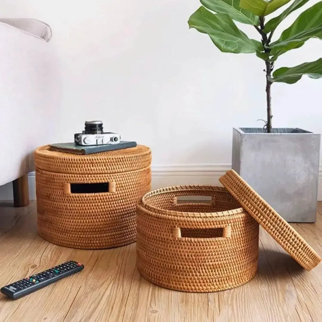 Caixa Redonda em Rattan Bahali 35x26cm