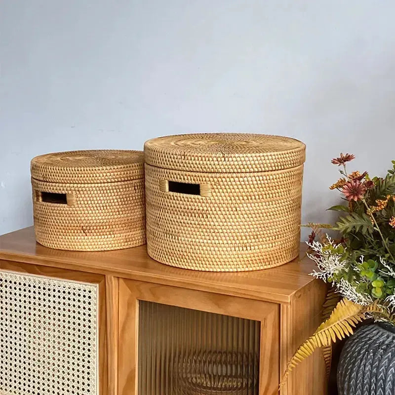 Caixa Redonda em Rattan Bahali 35x26cm