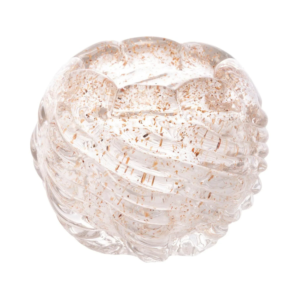 Centro de Mesa Decorativo de Vidro Italy Murano Transparente e Dourado 12x12x10cm