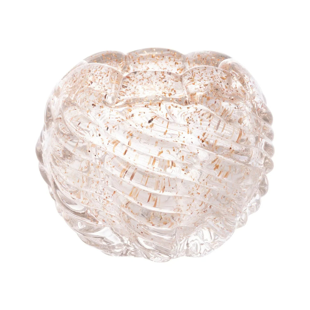 Centro de Mesa Decorativo de Vidro Italy Murano Transparente e Dourado 12x12x10cm