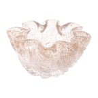 Centro de Mesa Decorativo de Vidro Italy Murano Transparente e Dourado 15,5x15,5x9cm