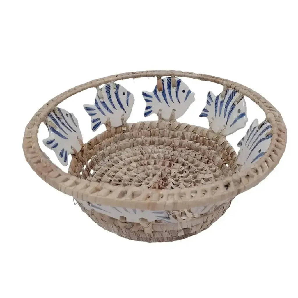 Centro de Mesa Fibra Natural Peixes 11x26cm