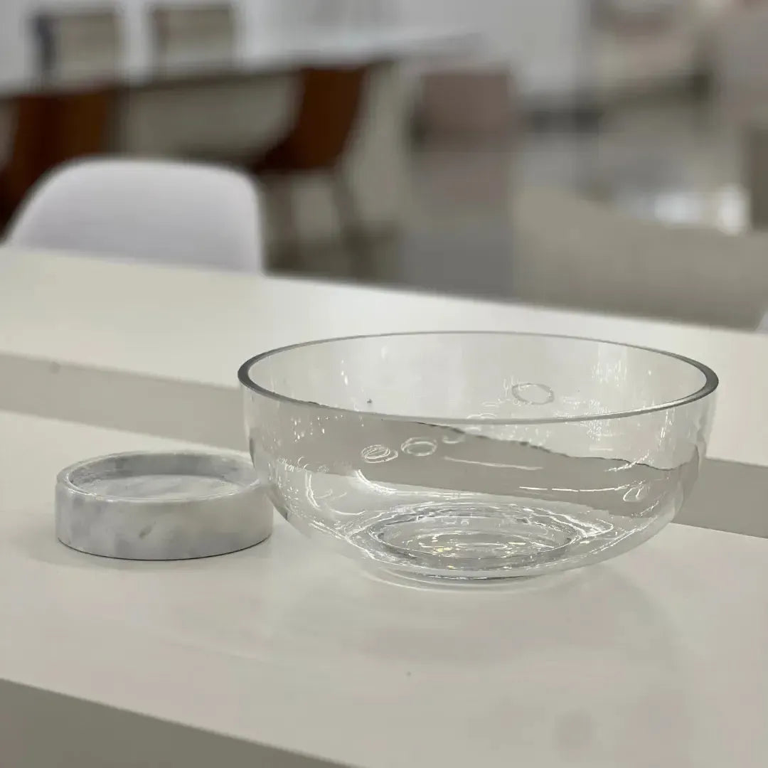 Centro de Mesa Vidro / Mármore 12x24,5cm Linha Singular