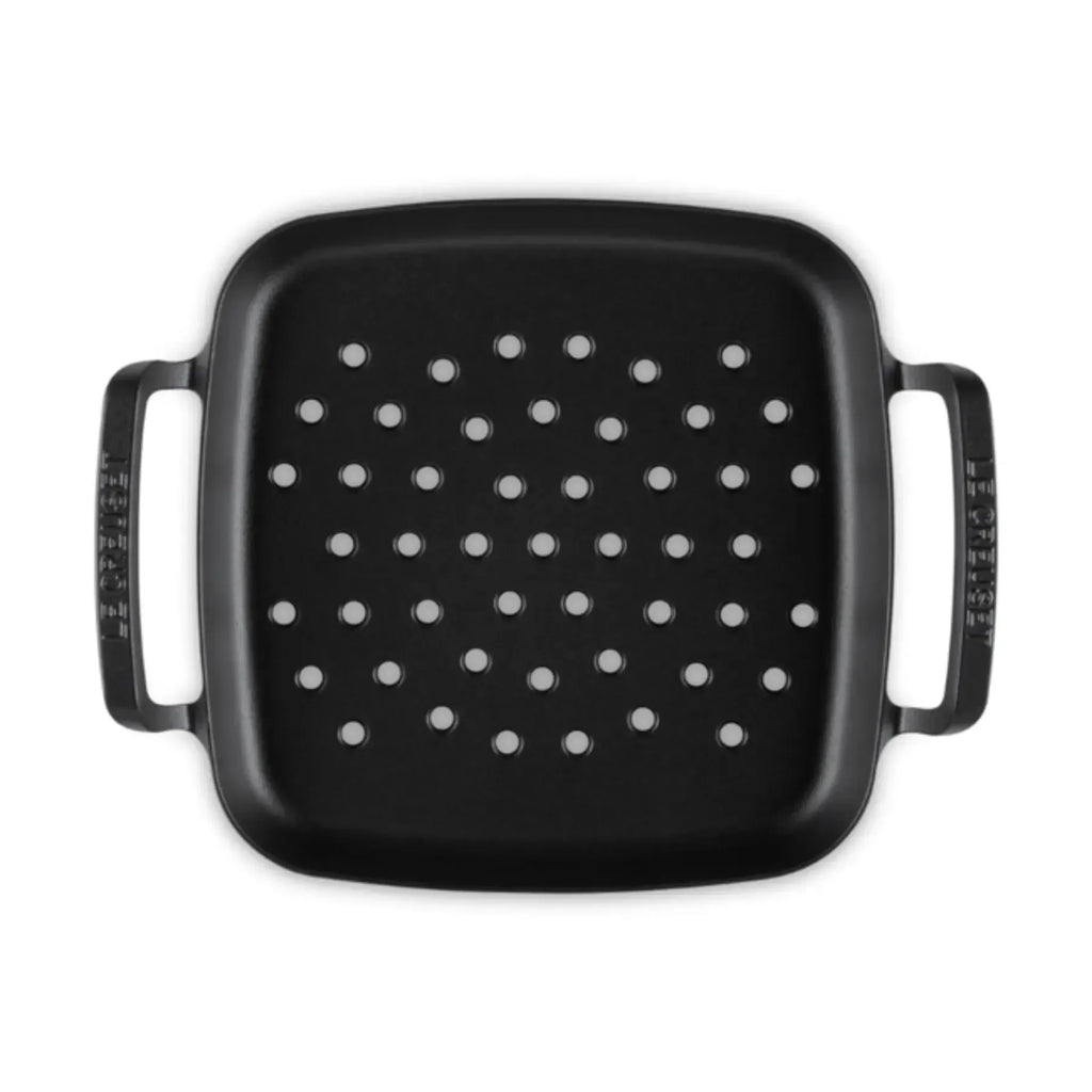 Cesta Perfurada Quadrada com Alças Alpine Matte Black 30cm Le Creuset