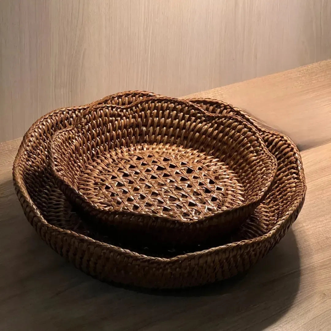 Cesto Redondo em Rattan Bahali 30x6/5cm