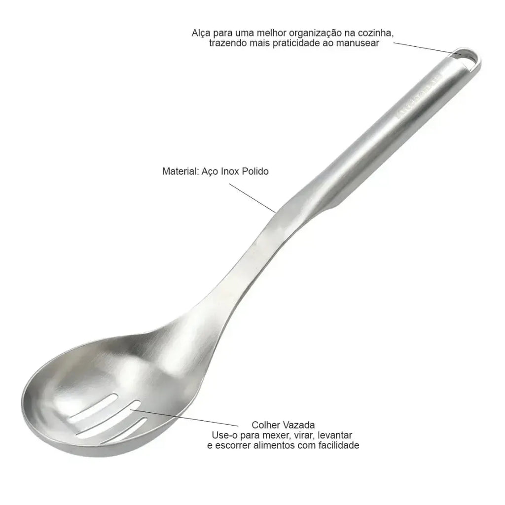 Colher Vazada Premium Inox com Alça Kitchenaid