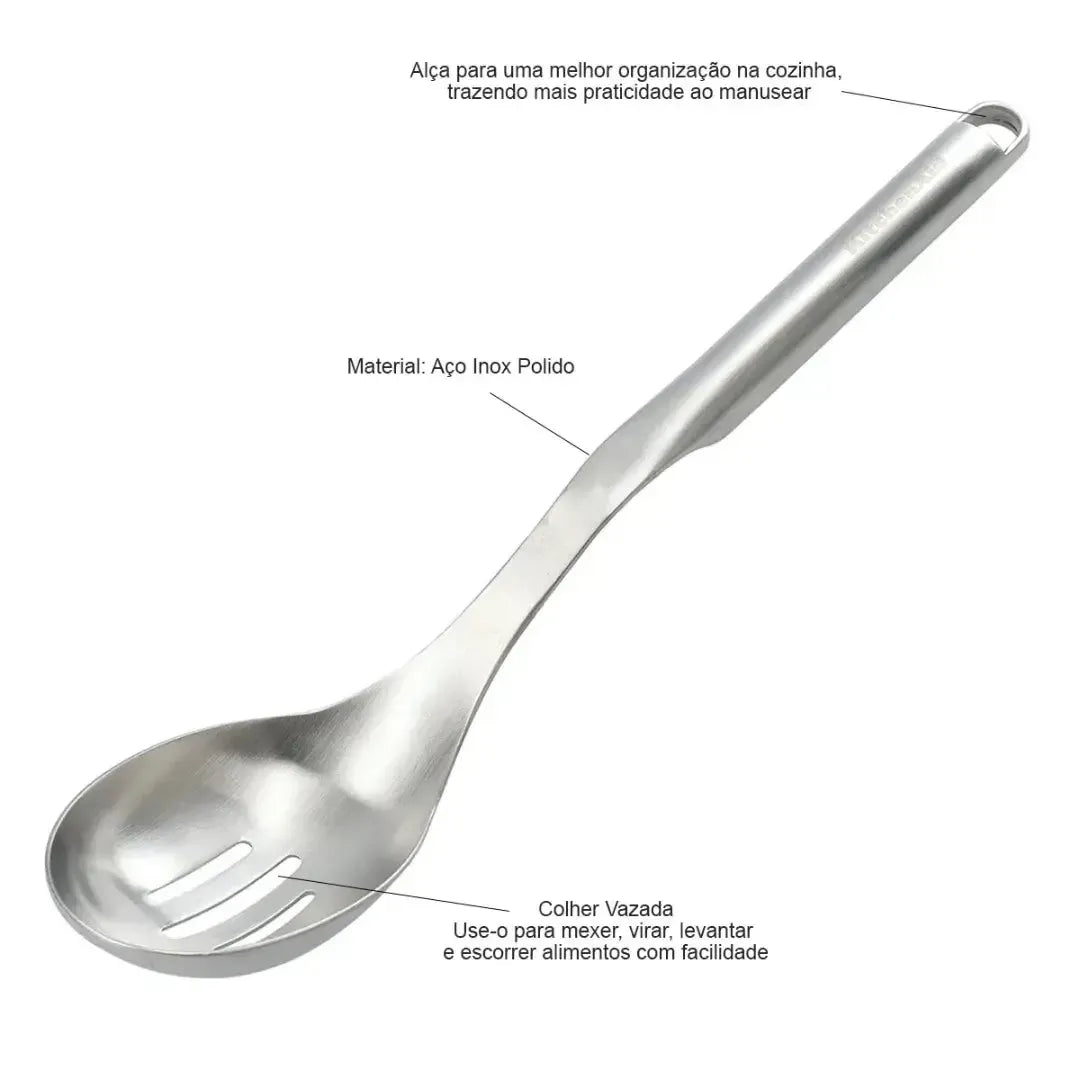 Colher Vazada Premium Inox com Alça Kitchenaid