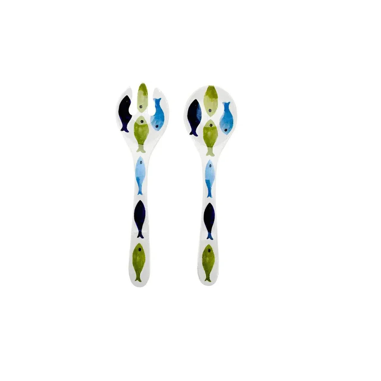Conjunto 02 Talheres para Salada Melamina Desenho Peixe 33,4x9,2x2,5cm