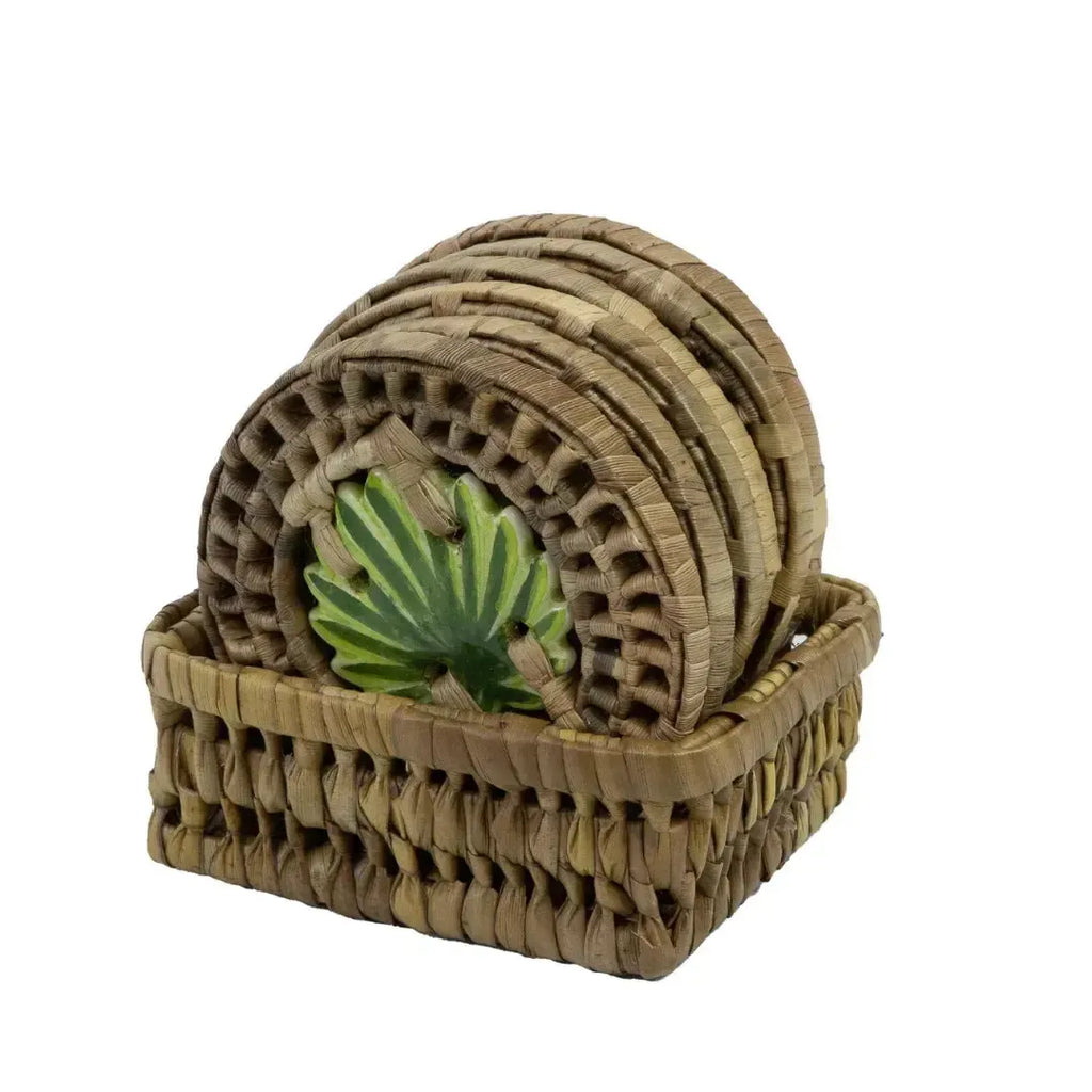Conjunto 06 Porta Copos Fibra Natural Palmeira