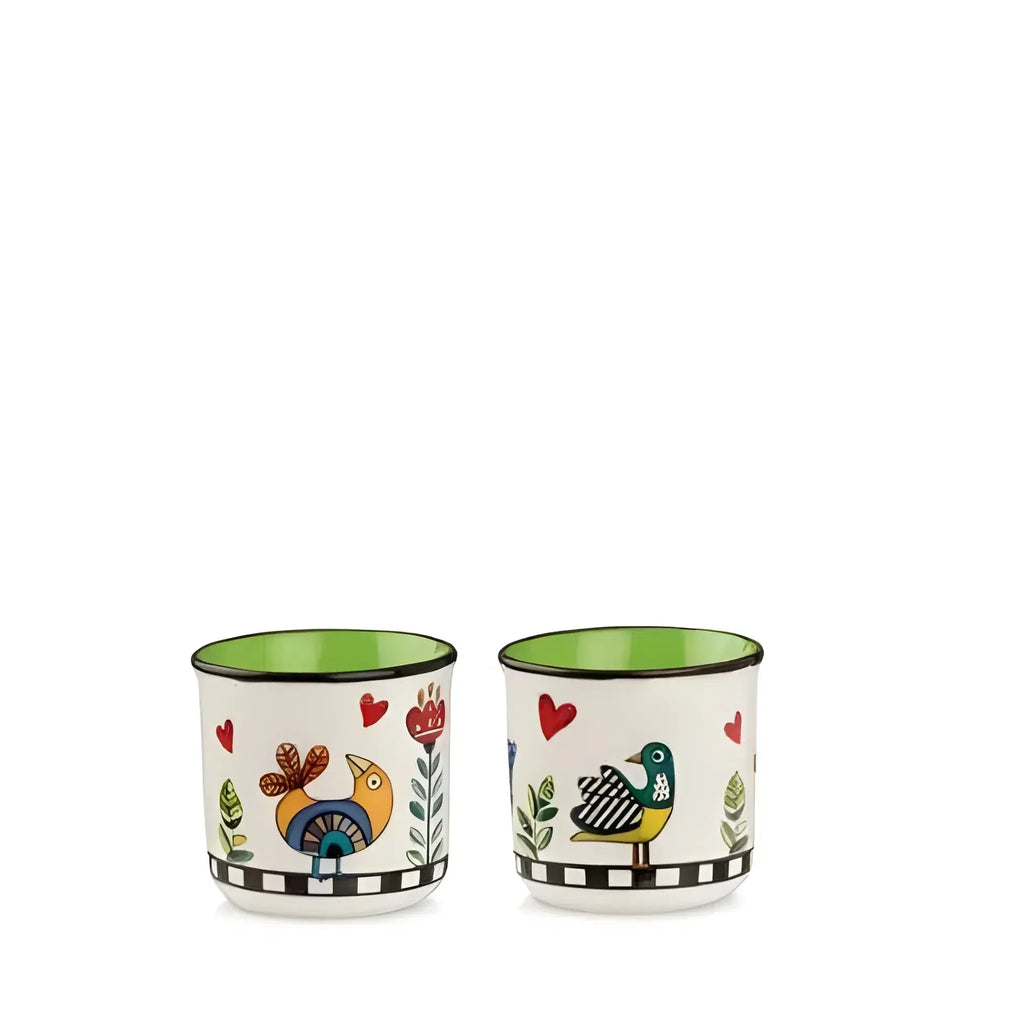 Conjunto 2 Copos Espresso Porcelana New Bone China 90ml Amarelo Cocoricó Egan