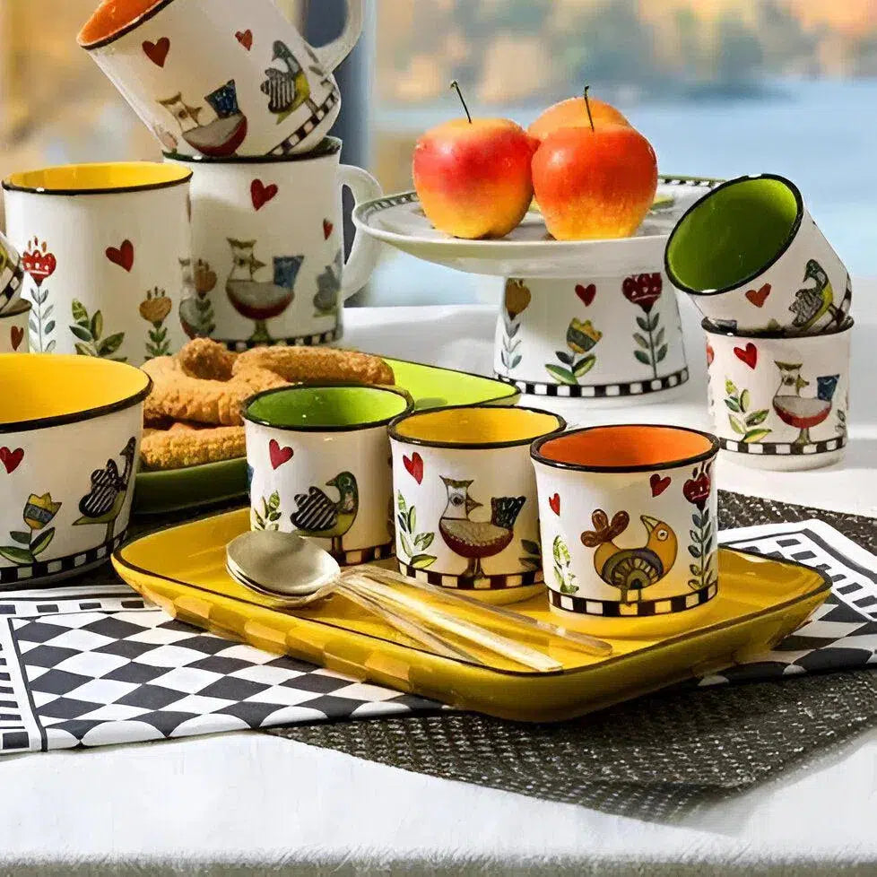 Conjunto 2 Copos Espresso Porcelana New Bone China 90ml Amarelo Cocoricó Egan
