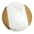 Conjunto 2 Tábuas Redondas para Aperitivos Madeira e Mármore Branco