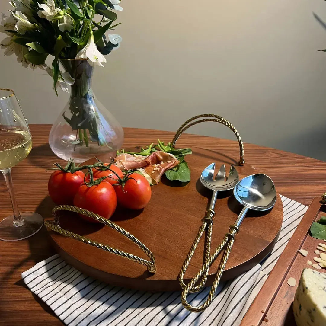 Conjunto 2 Talheres para Salada Alumínio com Cabo Corda Metal Object Bahali 31cm