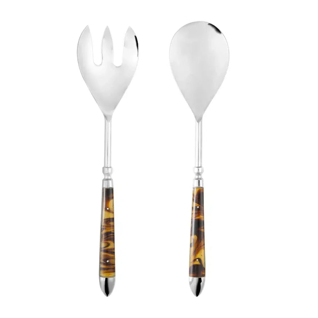 Conjunto 2 Talheres para Salada Tartaruga Aço Inox Com Cabo Resina Wolff