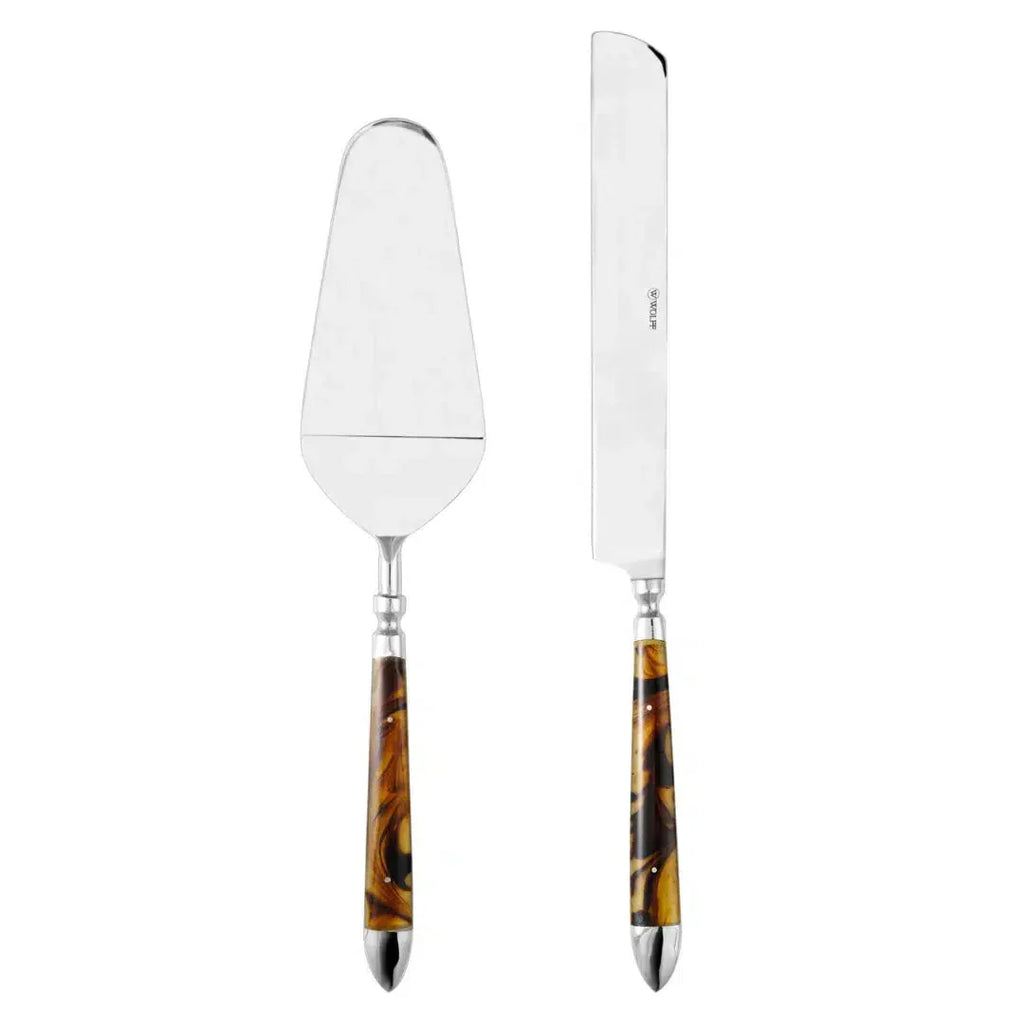 Conjunto 2 peças para Bolo Tartaruga Aço Inox Com Cabo Resina Wolff