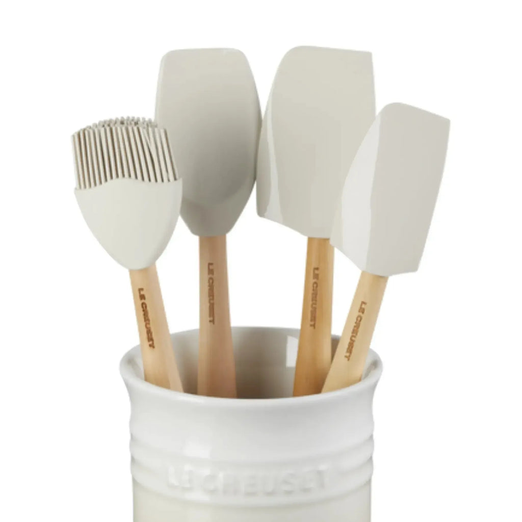 Conjunto 3 Espátulas e 1 Pincel Craft com Porta Utensílios Cerâmica Clássico Meringue 1,1L Le Creuset