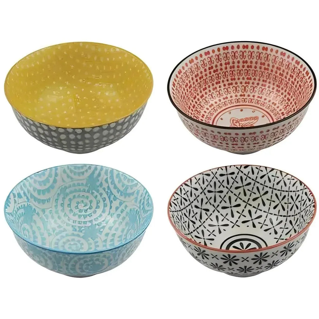 Conjunto 4 Bowls Cerâmica Colorido Decorativo 6x12cm