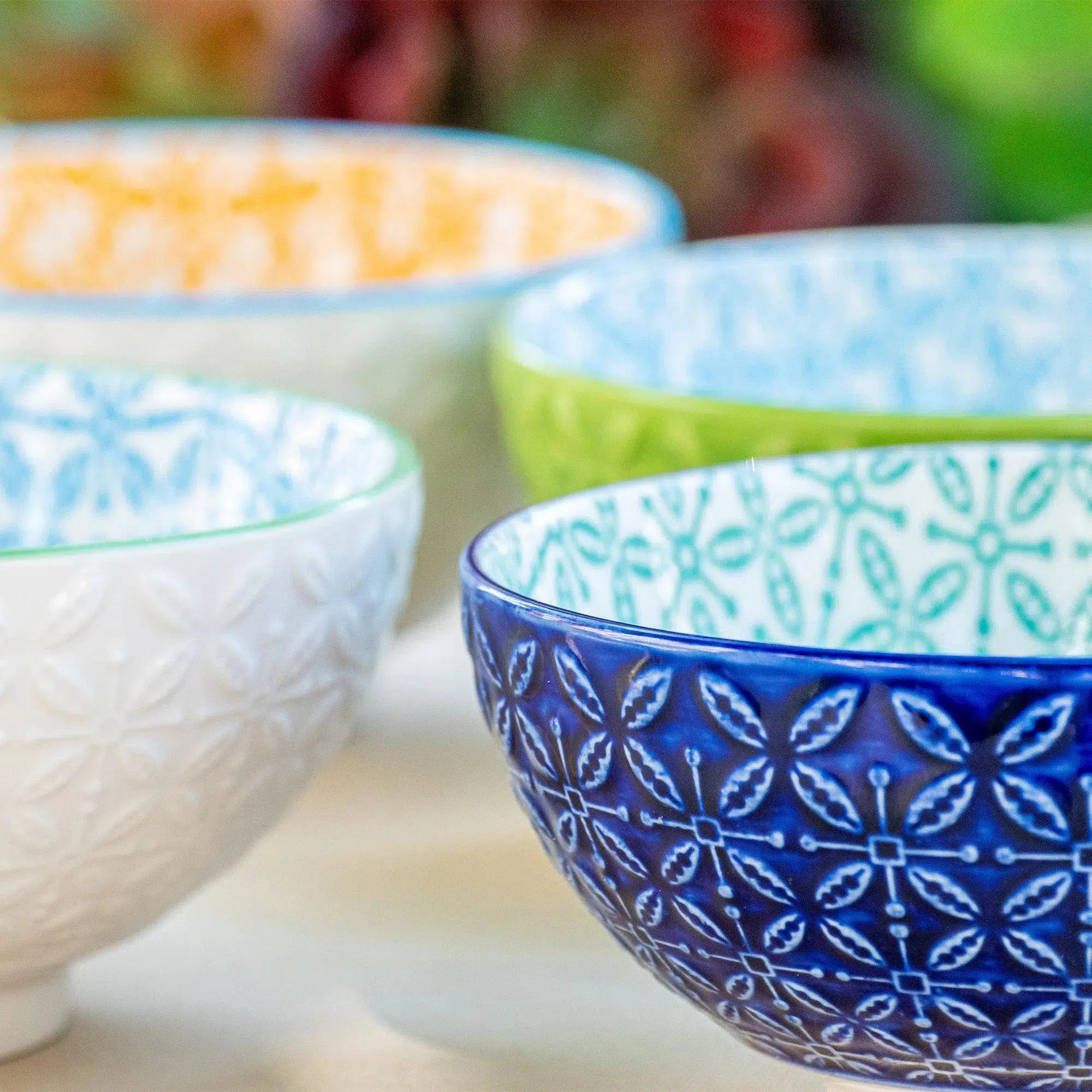 Conjunto 4 Bowls Porcelana Colorido Decorativo 11,4x6cm