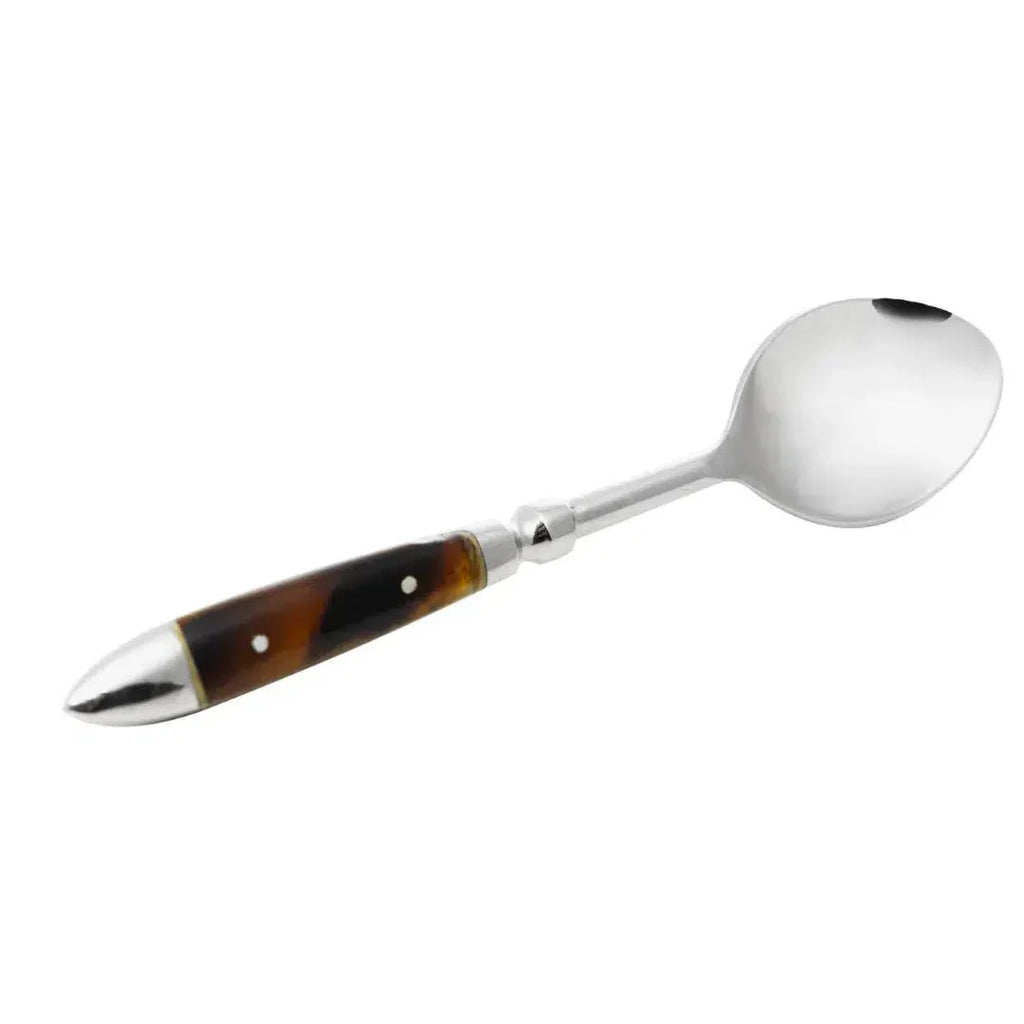 Conjunto 4 Colheres de Sobremesa Tartaruga Aço Inox Com Cabo Resina Wolff 13,5cm