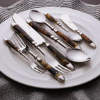 Conjunto 4 Espátulas Tartaruga Aço Inox Com Cabo Resina Wolff 14cm
