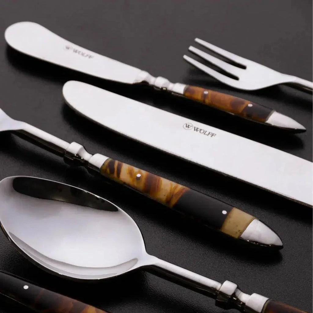 Conjunto 4 Espátulas Tartaruga Aço Inox Com Cabo Resina Wolff 14cm