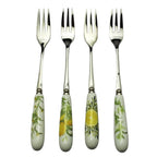 Conjunto 4 Garfos Sobremesa Limone Aço Inox Com Cabo Porcelana Tuut